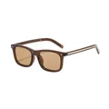 Lunettes de soleil rétro carrées avec verres couleur thé et monture marron transparente - Monture Thé Verres Thé