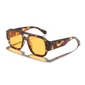 Stylish retro square aviator sunglasses with tortoise shell frames and yellow lenses - Tortoise Frame Yellow Lens