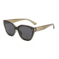 Fashionable children's cat-eye sunglasses with olive green frames and grey lenses - Translucent Green Frame Grey Lens