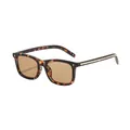 Lunettes de soleil carrées rétro en écaille avec verres teintés marron et détails dorés - Monture Écaille Verres Thé