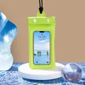 Vibrant lime green triple seal waterproof phone pouch with neck lanyard for swimming - Green