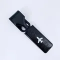 Sleek black luggage tag with airplane icon for secure suitcase identification - Black