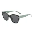 Children's stylish cat-eye sunglasses with sage green frames and UV protection lenses. - Matcha Green Frame Gray Lens