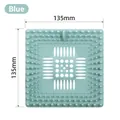 Square blue silicone sink drain filter and hair catcher for bathroom floor, 135mm - 13.5x13.5cm / Square Blue