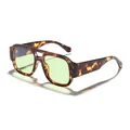 Retro square tortoiseshell aviator sunglasses with light green tinted lenses for men - Tortoise Frame Green Lens