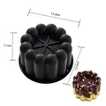Schwarze Silikon-Mousseform in Blumenform mit 12,3 cm und 7,1 cm Maßen - Rund (A3626) / Schwarz