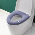 Thickened warm knitted purple toilet seat cover featuring a cute white cloud handle detail - With Handle / Grey Blue