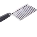 Stainless steel wave-shaped potato cutter with ergonomic black handle for crinkle fries - Plastic Handle Style / Black
