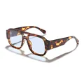 Gafas de sol de aviador cuadradas retro con montura de carey y lentes azul claro - Marco Carey Lentes Azules