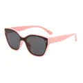 Stylish pink framed sunglasses for kids featuring protective dark grey shaded lenses - Pink Frame Grey Lens