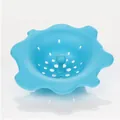 Attrape-cheveux en silicone bleu en forme de pétale pour les drains d'évier de bain - Bleu