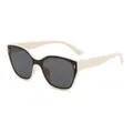 Stylish children's cat-eye sunglasses featuring a cream and black color block design - Apricot Frame Gray Lens