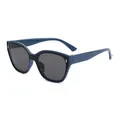 Kids stylish blue and black cat-eye sunglasses with dark protective lenses for outdoor use - Gray Blue Frame Gray Lens