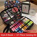 Kit de couture complet de 127 pièces Stitch Book avec motif floral noir élégant - Style B Ensemble / Kit de Couture 127 Pcs (Impression Noire)