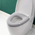 Soft grey knitted thickened toilet seat cover with a cute white cloud lifting handle - With Handle / Gray