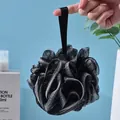 Soft large black shower sponge with lace edge for exfoliating bath - Basic Style / Men's Black