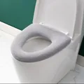 Soft grey thickened knitted toilet seat cover pad for warm and cozy bathroom comfort - Plain Style / Gray