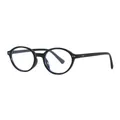 Classic black retro oval frame glasses with anti-blue light lenses for students - Black