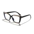 Stylish women's cat-eye anti-blue light glasses with trendy color-blocked frames - Black and Coffee Color Block