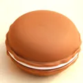 Chocolate brown macaron-shaped portable jewelry storage box for rings and earrings - 10*5cm / Large Coffee