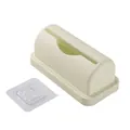 Boîte de rangement murale pour sacs poubelle beige avec crochet adhésif transparent - Blanc