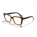 Anti-blue light glasses with leopard print and black split frame, large cat-eye style - Black and Tortoiseshell Color Block