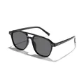 Classic black aviator sunglasses with silver rivet detail and dark grey lenses - Black Frame Gray Lens (12166)
