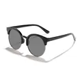 Fashionable children's round semi-rimless metal sunglasses in black and silver finish - Black Frame Grey Lens