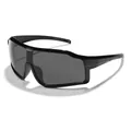Children's matte black one-piece sports sunglasses for outdoor cycling and mountain hiking. - Bright Black Frame Grey Lens