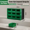 Caja modular verde de 9 cajones para organizar herramientas apilables - 9 Cajones (A909DGN)
