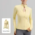 Damen Sportjacke mit Doppelreißverschluss in atmungsaktivem sonnengelbem Yoga - S / Oberteile / Sonnengelb