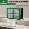 Caja de almacenamiento con 4 cajones apilables para piezas, 36x24x18cm - 4 Rejillas Grandes (A904GN)