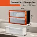 Caja de almacenamiento profesional apilable de 2 cajones naranja para herramientas - 2 Rejillas de Gran Tamaño (A902OG)