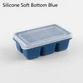 Durable blue 6-cell ice cube tray with clear lid and flexible silicone bottom for easy release - Soft Sole / Dark Blue