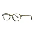 Retro oval frame blue light blocking glasses in a transparent olive green finish - Olive Green