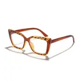 Fashionable women's large frame anti-blue light glasses with tortoiseshell pattern - Brown and Tortoiseshell Color Block