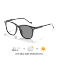 Kids square photochromic anti-blue light glasses featuring a sleek black frame design - Black Frame