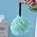 Soft exfoliating mesh bath sponge loofah in green and white dual-tone with loop - Blue and White Colorblock