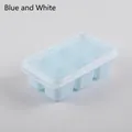 Light blue 6-cell ice cube tray with a clear lid for home refrigerator ice making - Hard Sole / White