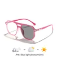 Pink candy-colored children's pilot glasses with anti-blue light photochromic lenses - Rose Red
