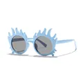 Lunettes de soleil mignonnes bleu clair flamme pour enfants pour fêtes et célébrations. - Monture Bleue Verres Gris