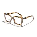 Trendy tortoise shell oversized cat-eye blue light blocking glasses frames for women. - Tortoiseshell and Coffee