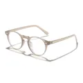 Stylish light brown round frame anti-blue light glasses with a sleek translucent finish - Anti-blue Light Glasses / Transparent Green