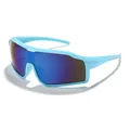 Kids outdoor sports cycling sunglasses with light blue frame and blue shield lens - Blue Frame Blue Mirror Lens