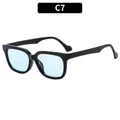 Retro zonnebril met vierkant zwart montuur en lichtblauwe glazen kleurvariant C7 - Retro Vierkant (C7) / Zwart Frame Blauwe Lenzen