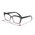 Women's fashionable oversized anti-blue light glasses with pink split-color frame - White Tortoise Frame - Anti Blue Light