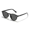 Classic black round frame sunglasses with UV protection for a vintage unisex look. - Sunglasses / Black Frame Grey Lens