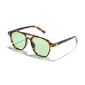 Stijlvolle aviator zonnebril met tortoise montuur en groene UV-beschermende glazen - Schildpad Frame Groene Lens (12166)