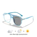 Kids blue aviator photochromic glasses with anti-blue light lens for sun protection - Blue