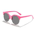 Rosa halbrandlose runde Kindersonnenbrille mit grauen Gläsern für optimalen Sonnenschutz - Rosarot Rahmen Graue Gläser